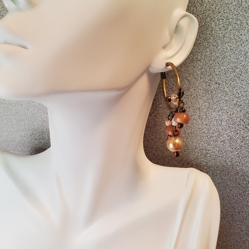Catherines Earrings Womens Gold Tone Dangle Hoop Beads